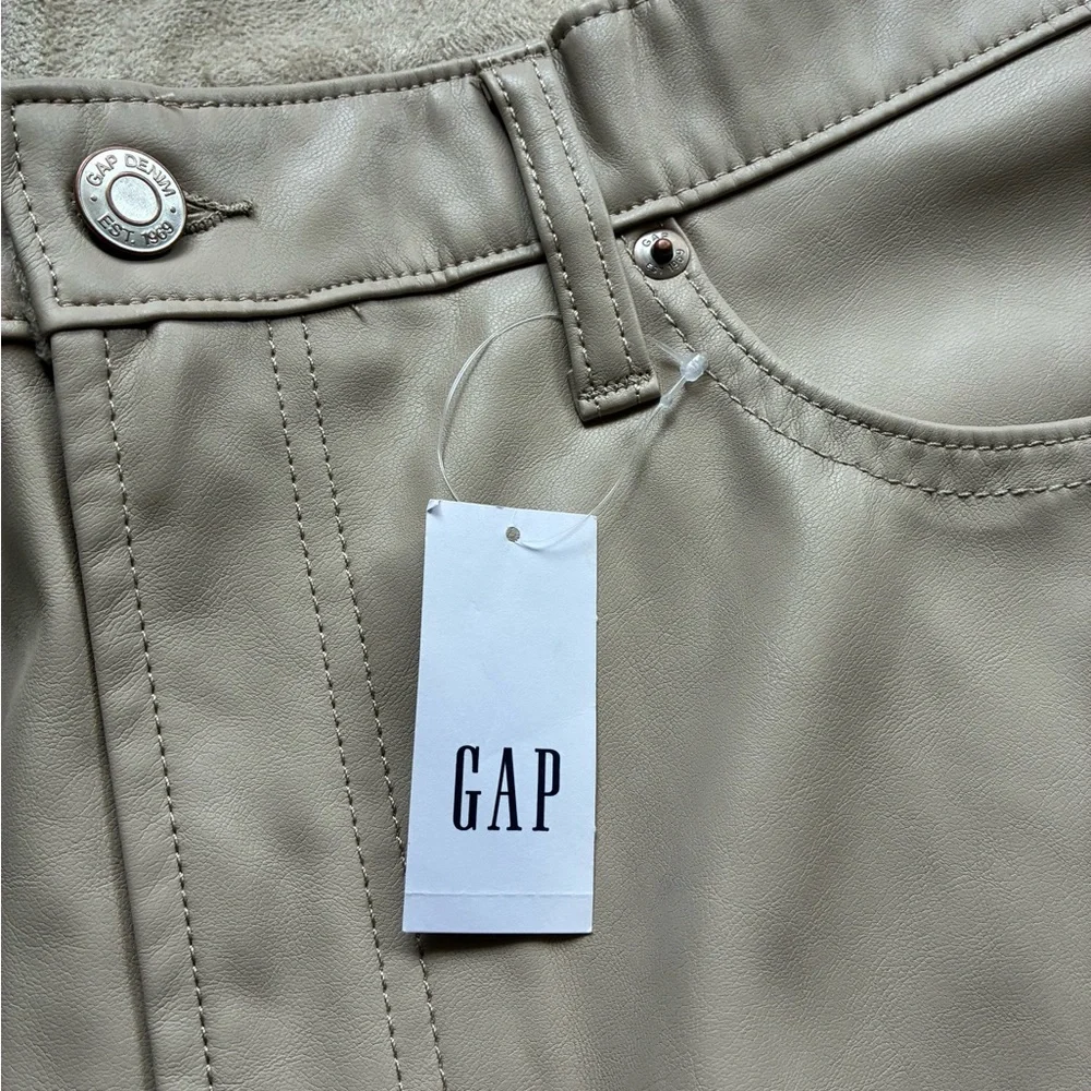 Gap High Rise Vegan Leather Cheeky Straight Pants - Picture 3 of 12